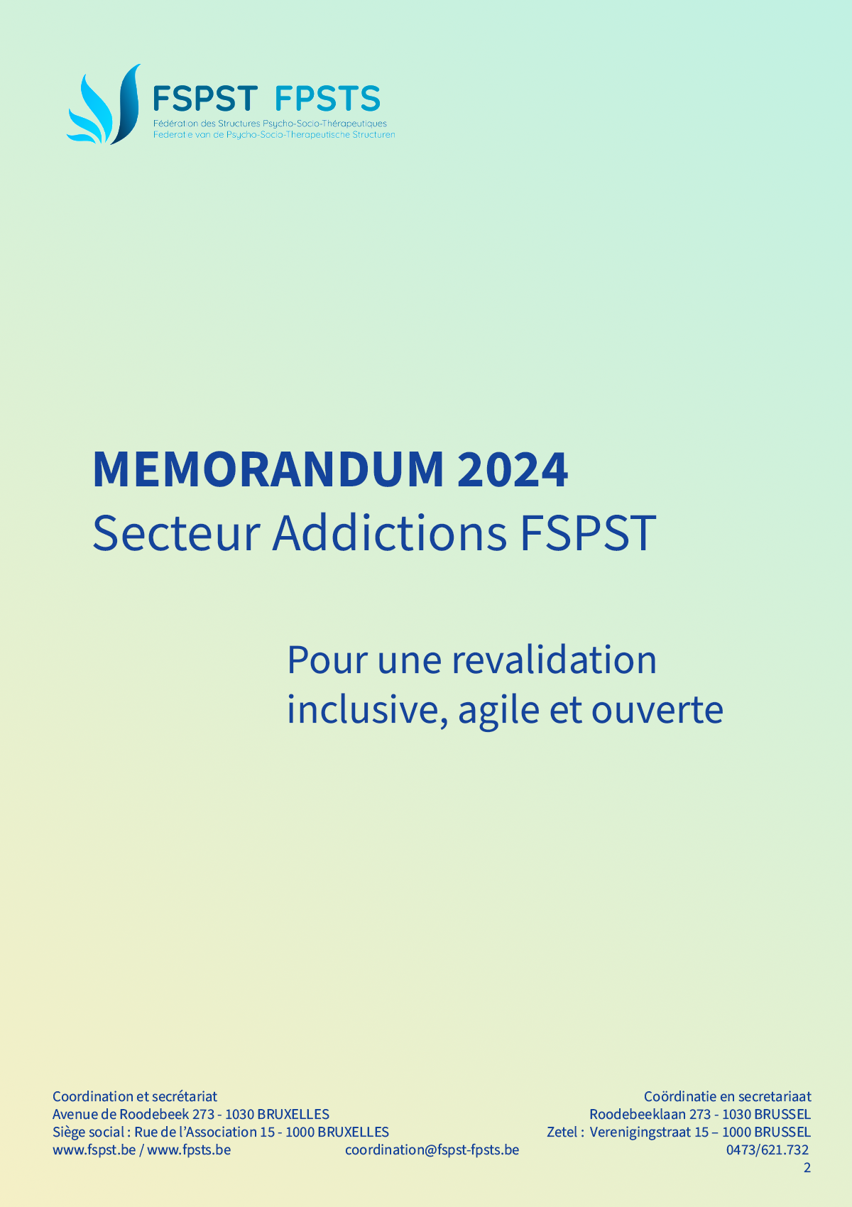 Mémorandum FSPST 2024 – Secteur addiction